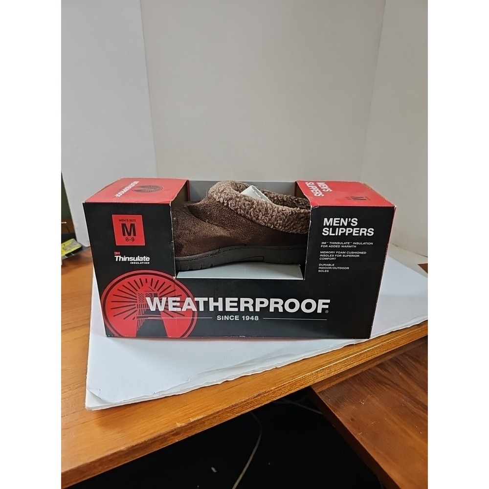 32 Degrees Heat Weatherproof Men Brown Memory Foam Moccasin M 8-9